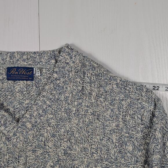 Pen West by Pendleton Sweater Men’s M Blue Gray Knit V-Neck Wool Cotton USA VTG - Picture 5 of 11